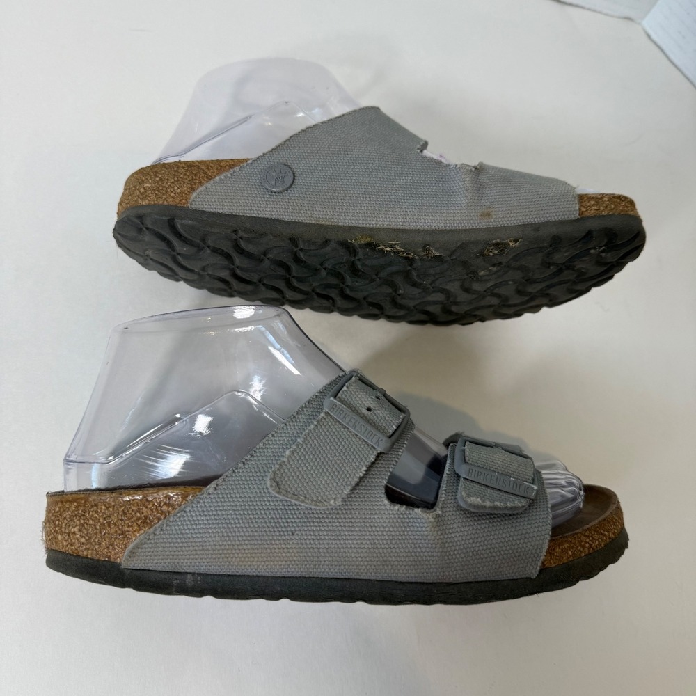 Birkenstock Vegan Arizona Sandals Women Gray Canvas Comfort Casual Sz 36 Shoes - Picture 5 of 10